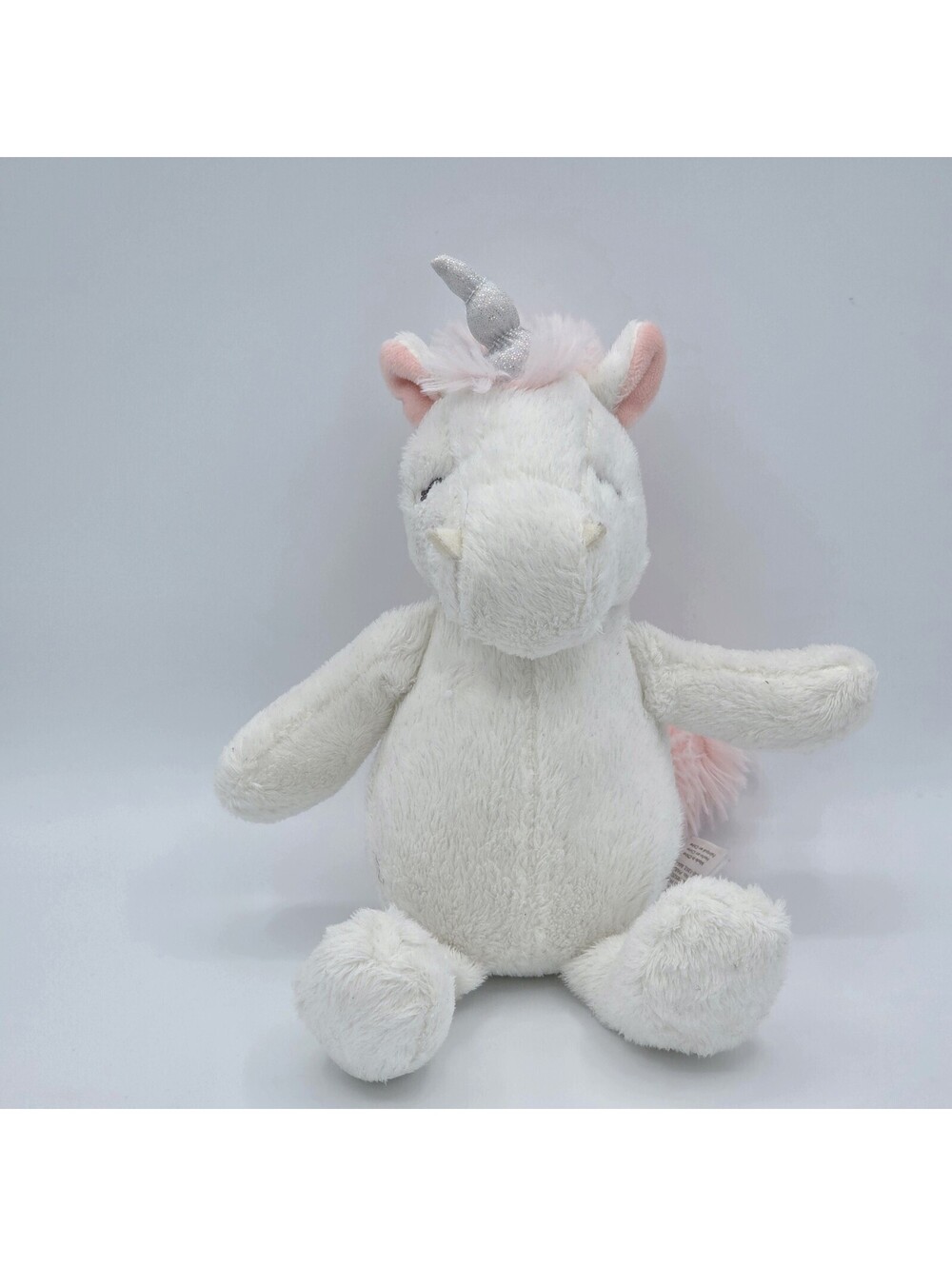 Carters White Pink & Silver Sleeping Unicorn Plush Stuffed Animal Toy 9" Baby